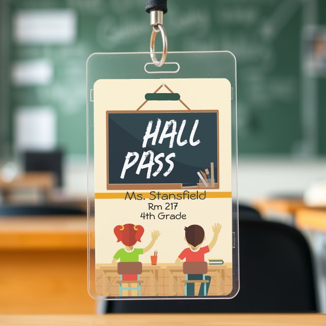 Badge Passe de la salle de classe de l'enseignant (Teacher Student Classroom Chalkboard Hall Pass Badge
)