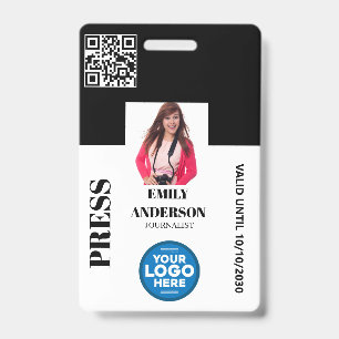 Badge Passe de média personnalisé pour journaliste avec 