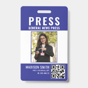 Badge Passe de presse du journaliste Insigne d'identité