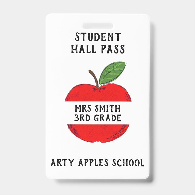 Badge Passe de salle de classe Apple pour professeur ou  (Avant)