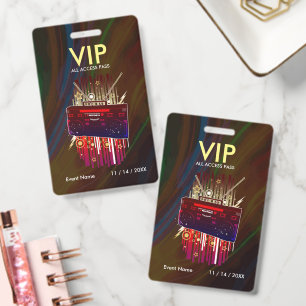 Badge Passe VIP Accès Événement avec Lumière Néon Person