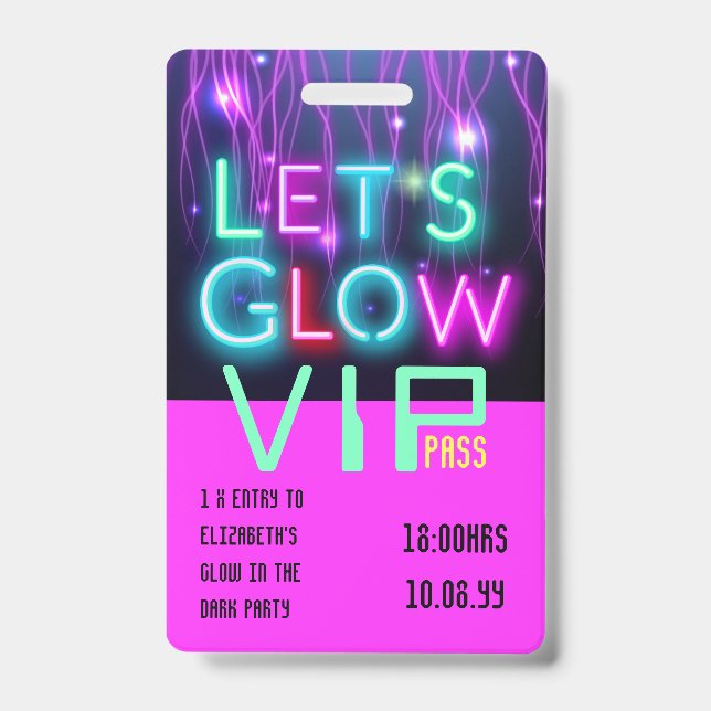 Badge Passe VIP Fête Lumière Dans La Nuit Idée D'invitat (Avant)