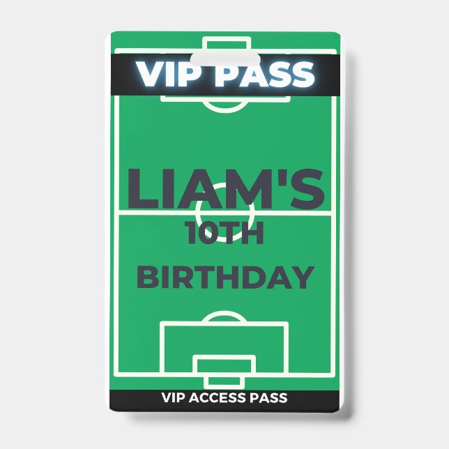 Badge Passe VIP pour fête d'anniversaire de football (Avant)