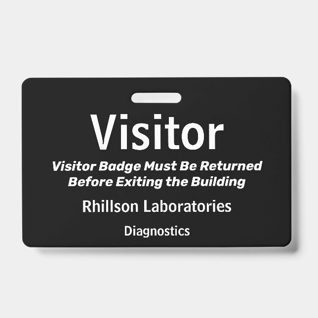 Badge Passe visiteur horizontal design noir et blanc (Avant)