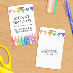 Badge Passeport de salle de classe aux crayons de couleu