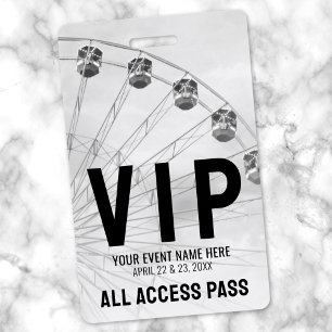 Badge Passeport Festival VIP Noir Blanc