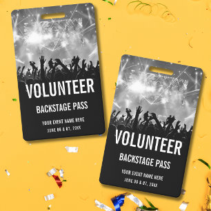 Badge Passeport tout accès bénévole de concert Noir Blan