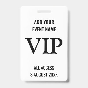 Badge Passeport Tout Accès Festival de Musique VIP Noir 