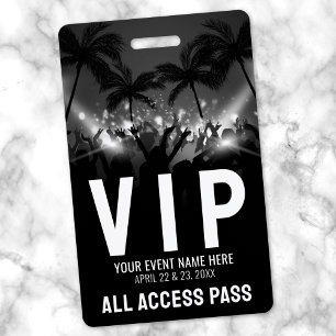 Badge Passeport Tout Accès Noir Blanc Événement VIP
