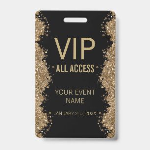Badge Passeport VIP Accès Illimité Black Gold Glitter Ev