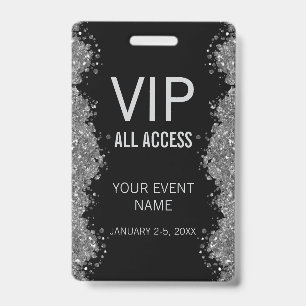 Badge Passeport VIP Accès Illimité Événement Paillettes 