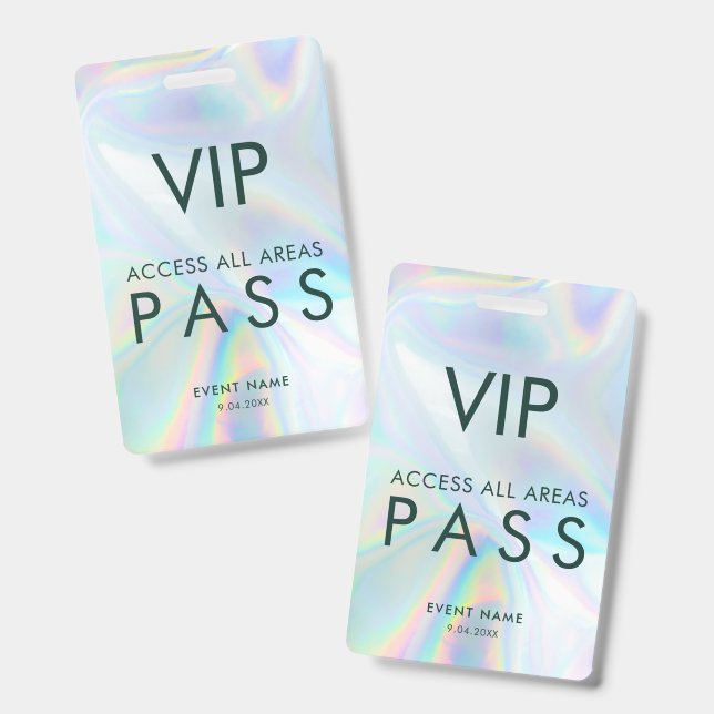 Badge Passeport VIP Accès Illimité Evénements Iridescent (Avant & arrière)