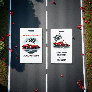 Badge Passeport VIP d'anniversaire de voiture de course