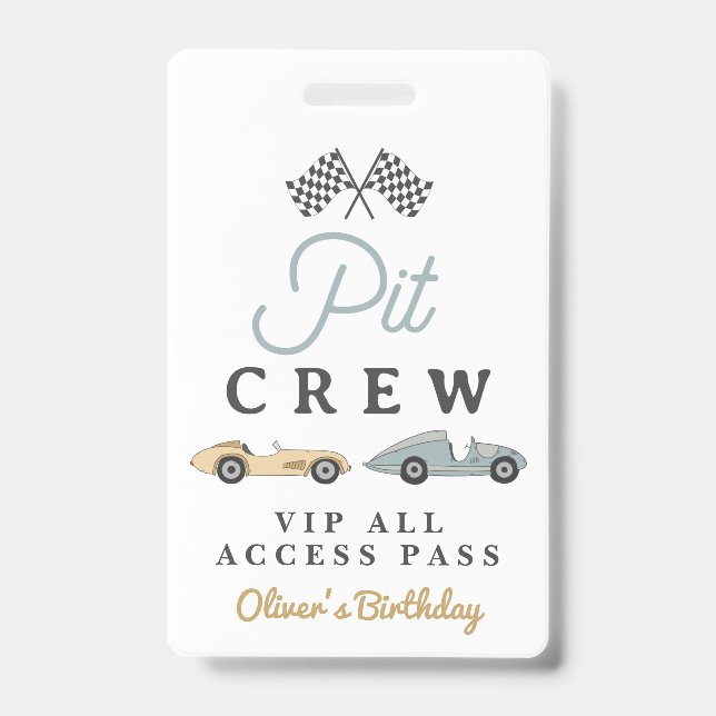 Badge Passeport VIP de l'écurie de course pour l'anniver (Avant)