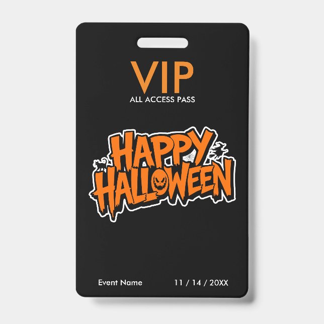 Badge Passeport VIP Halloween – Passeport de fête accès  (Avant)