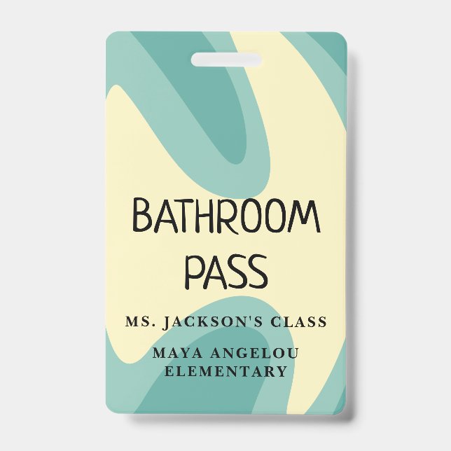 Badge Pastel Retro Back To School Bathroom Hall Pass (Avant)