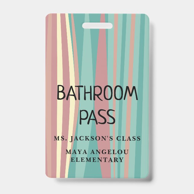 Badge Pastel Retro Back To School Bathroom Hall Pass Bad (Avant)