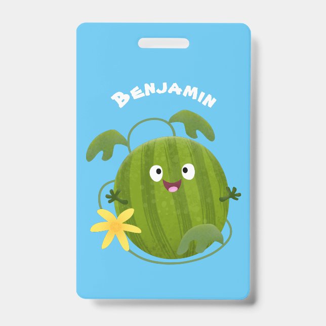 Badge Pastèque de dessin animé souriante et mignonne  (Avant)