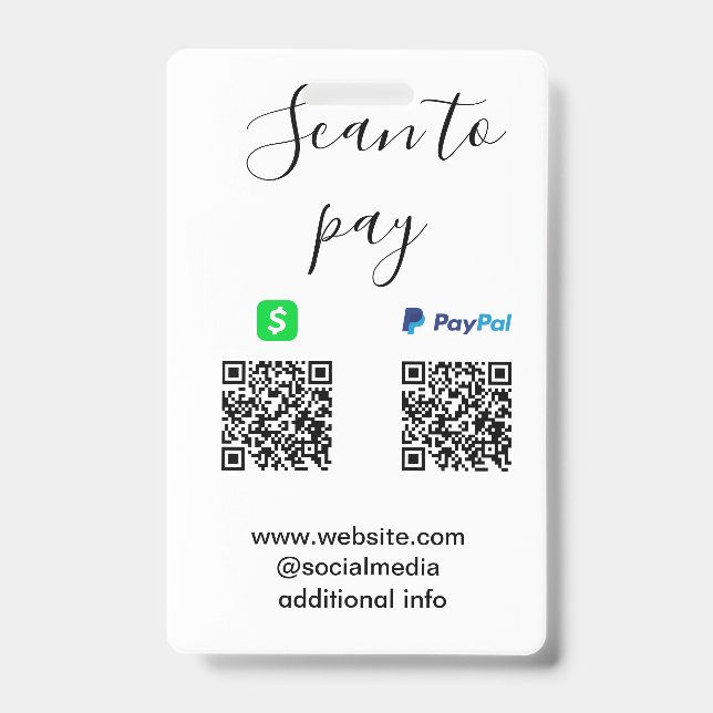Badge Paypal Cashapp scan pour payer QR ajoutez le nom d (Avant)