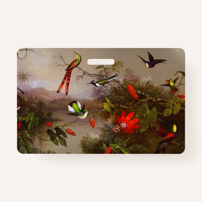 Badge Paysage tropical avec dix colibris (Devant)
