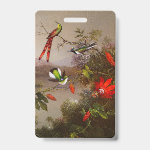 Badge Paysage tropical avec dix colibris Heade