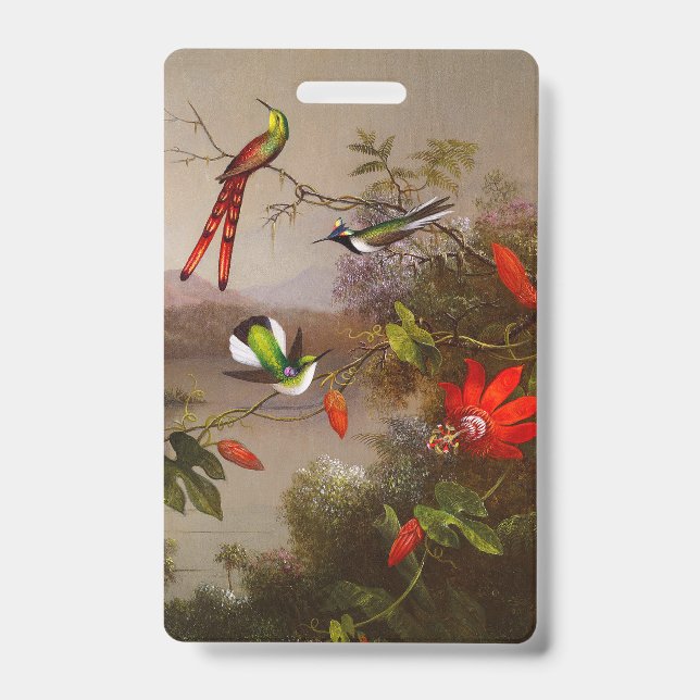 Badge Paysage tropical avec dix colibris Heade (Avant)