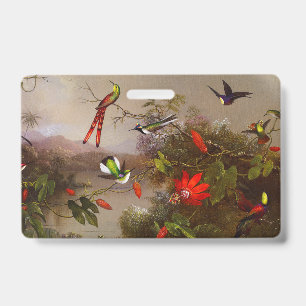 Badge Paysage tropical avec dix colibris Heade