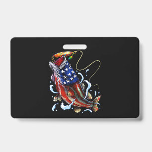 Badge Pêche à la basse Poisson Drapeau américain Pêche p