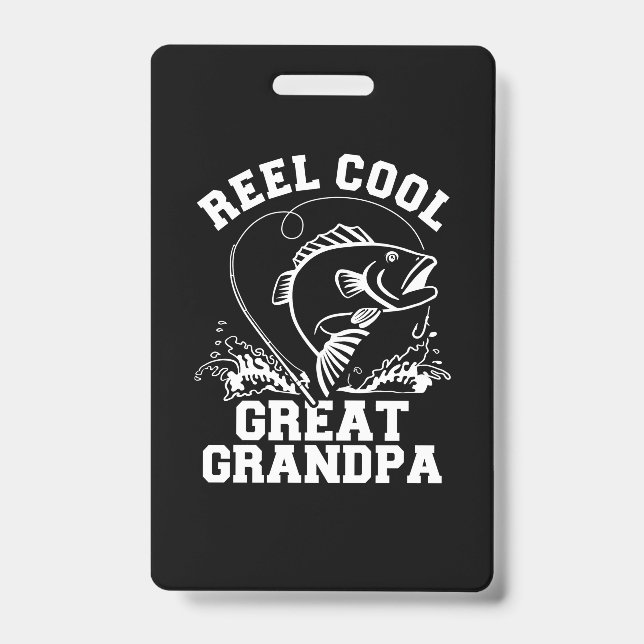 Badge Pêcheur Super Grand-Père Cool (Avant)