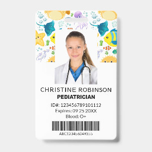 Badge Pediatricien Cute Sea animaux Photo