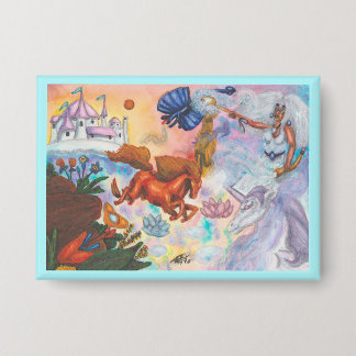Badge Peinture à l'aquarelle Licorne Opale Fée Dragon Fe