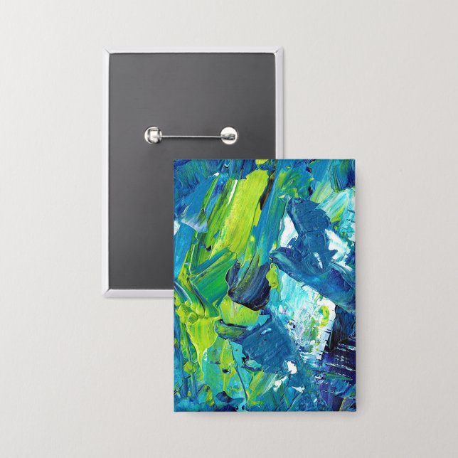 Badge Peinture acrylique abstraite en bleu (Recto/Verso)
