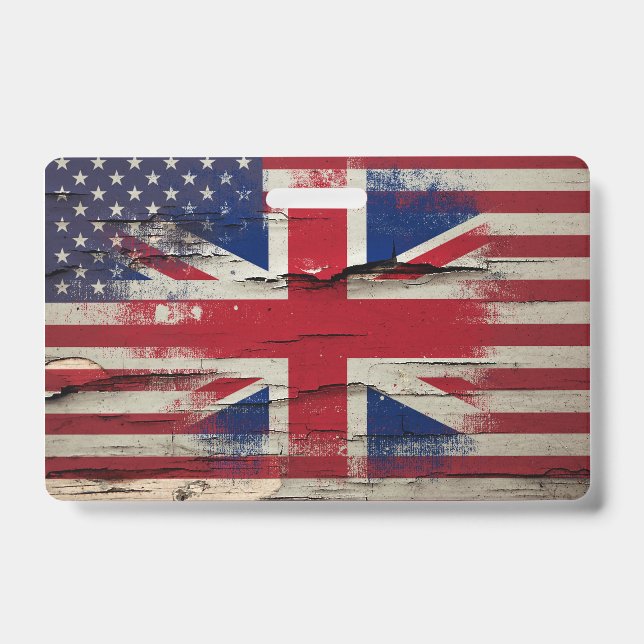 Badge Peinture Craquelée | Drapeau britannique & Drapeau (Avant)