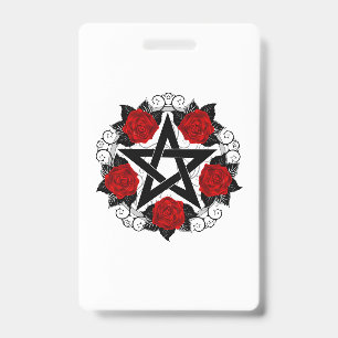 Badge Pentagramme aux roses rouges