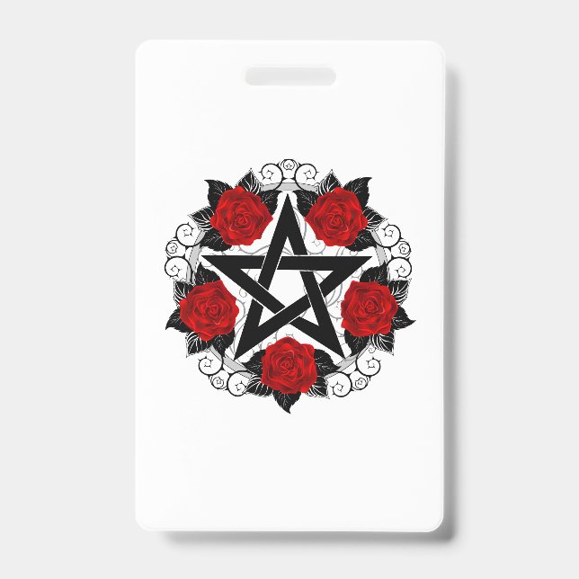 Badge Pentagramme aux roses rouges (Face)