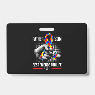 Badge Père et fils meilleurs amis pour la vie - Autisme