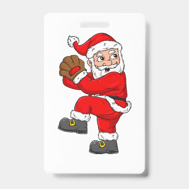 Badge Père Noël de Noël Baseball Catcher Garçons Filles  (Avant)