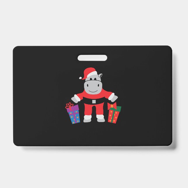 Badge Père Noël hippopotame (Avant)