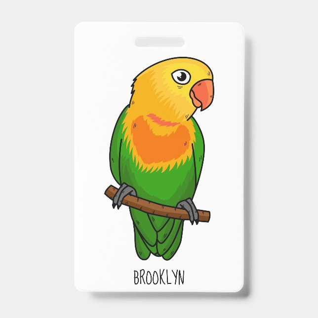 Badge Perroquet de caricature mignon lovebird (Avant)