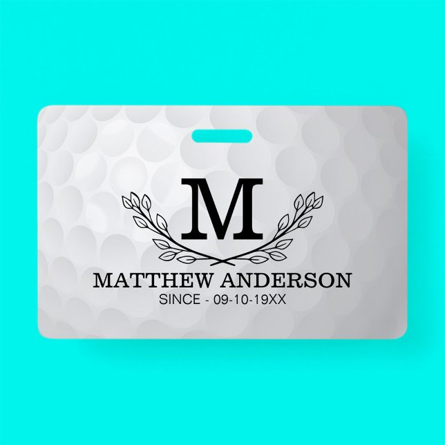 Badge Personalized Golf Ball Pattern Name Monogram Age (Créateur téléchargé)
