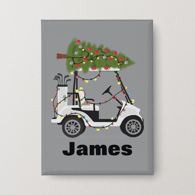 Badge Personalized Name Golfer Christmas Golf Cart Xmas  (Recto)
