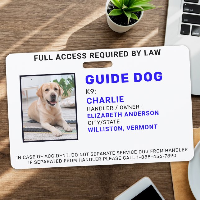 Badge Personalized Photo Guide Dog Service Dog (Créateur téléchargé)