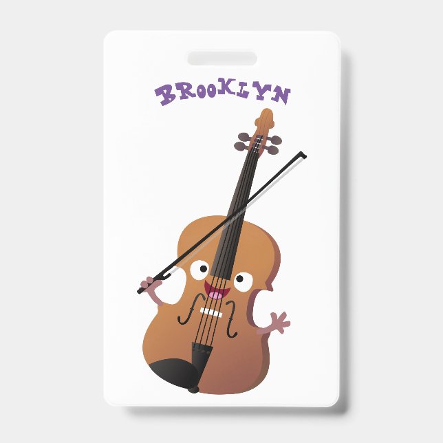 Badge Personnage de dessin animé musical au violon drôle (Avant)