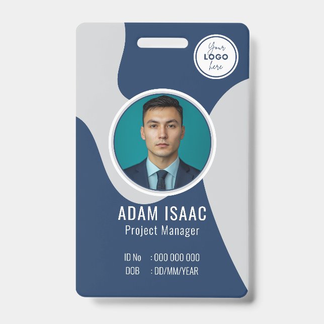 Badge Personnalisable Code-barres Nom du logo Personnel  (Avant)