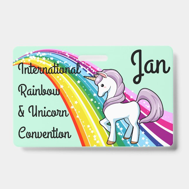 Badge personnalisable Licorne & Arc-en-ciel (Avant)