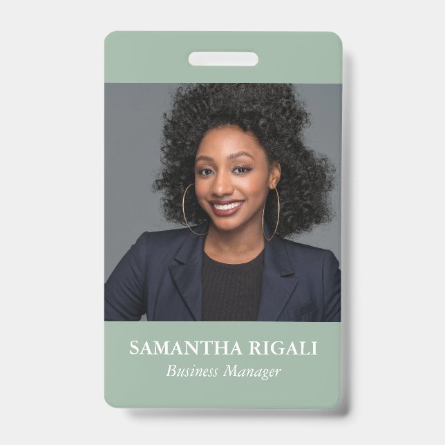 Badge personnalisable photo Sage Green (Avant)
