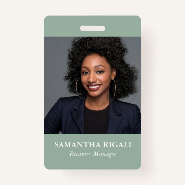 Badge personnalisable photo Sage Green (Devant)