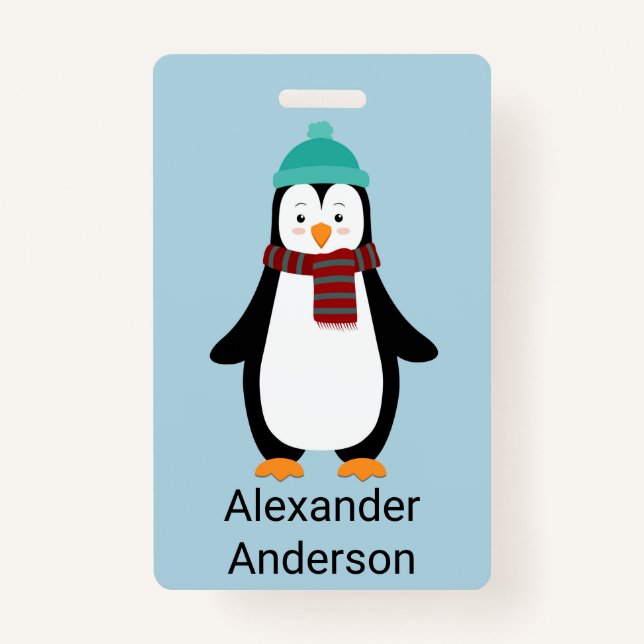 Badge Personnalisation de l'étiquette de nom de pingouin (Devant)