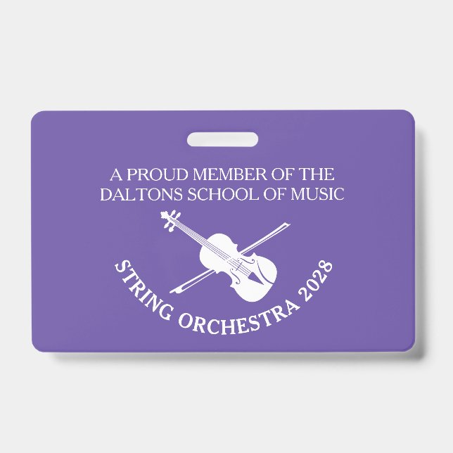 Badge personnalisé avec nom pour orchestre à corde (Avant)