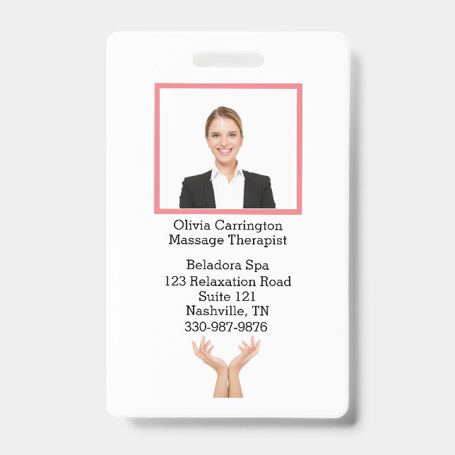 Badge personnalisé avec photo, code-barres, logo e (Avant)